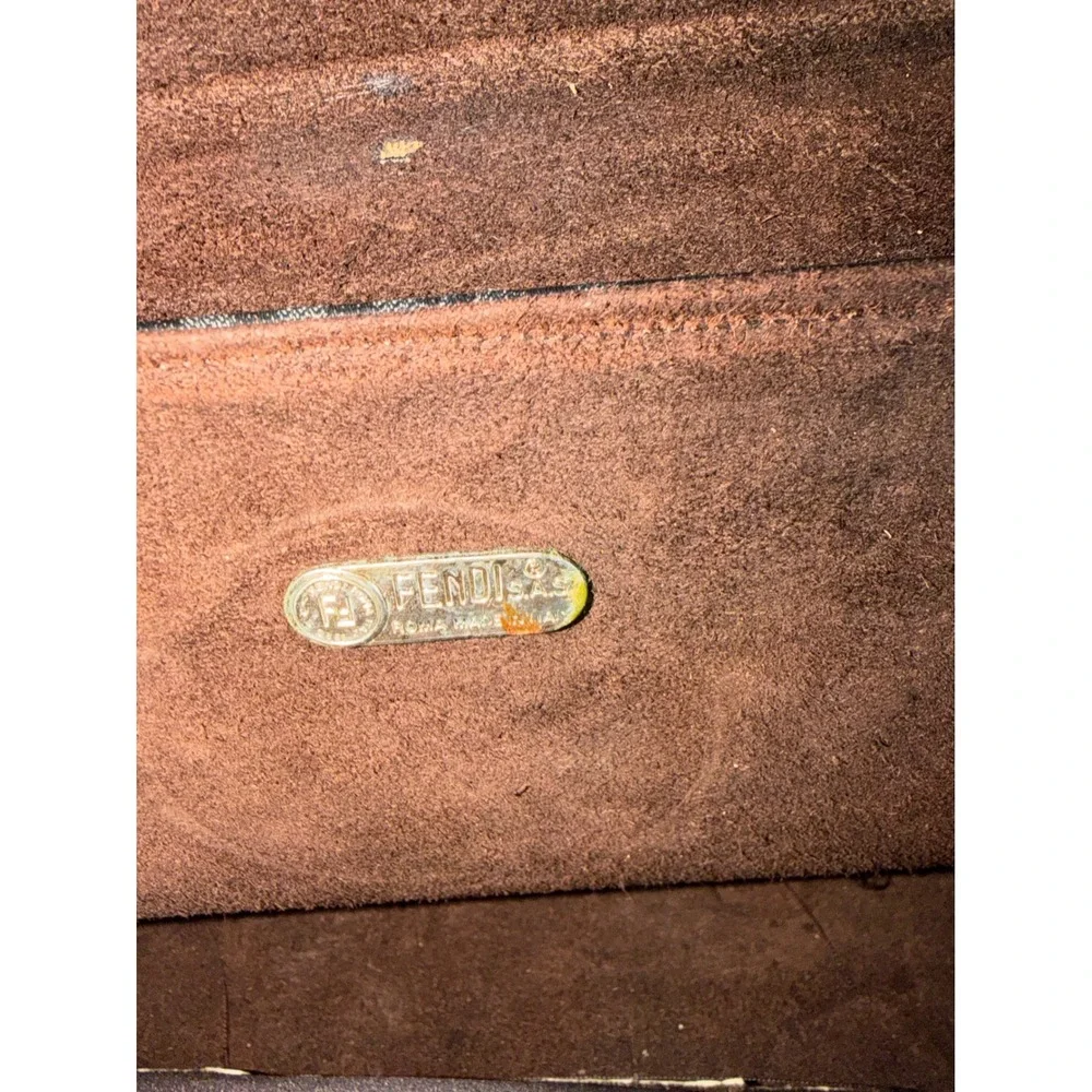 Rare!‎ Flawed! Vtg Fendi sas Roma Striped Pequin Briefcase Satchel Bag Canvas